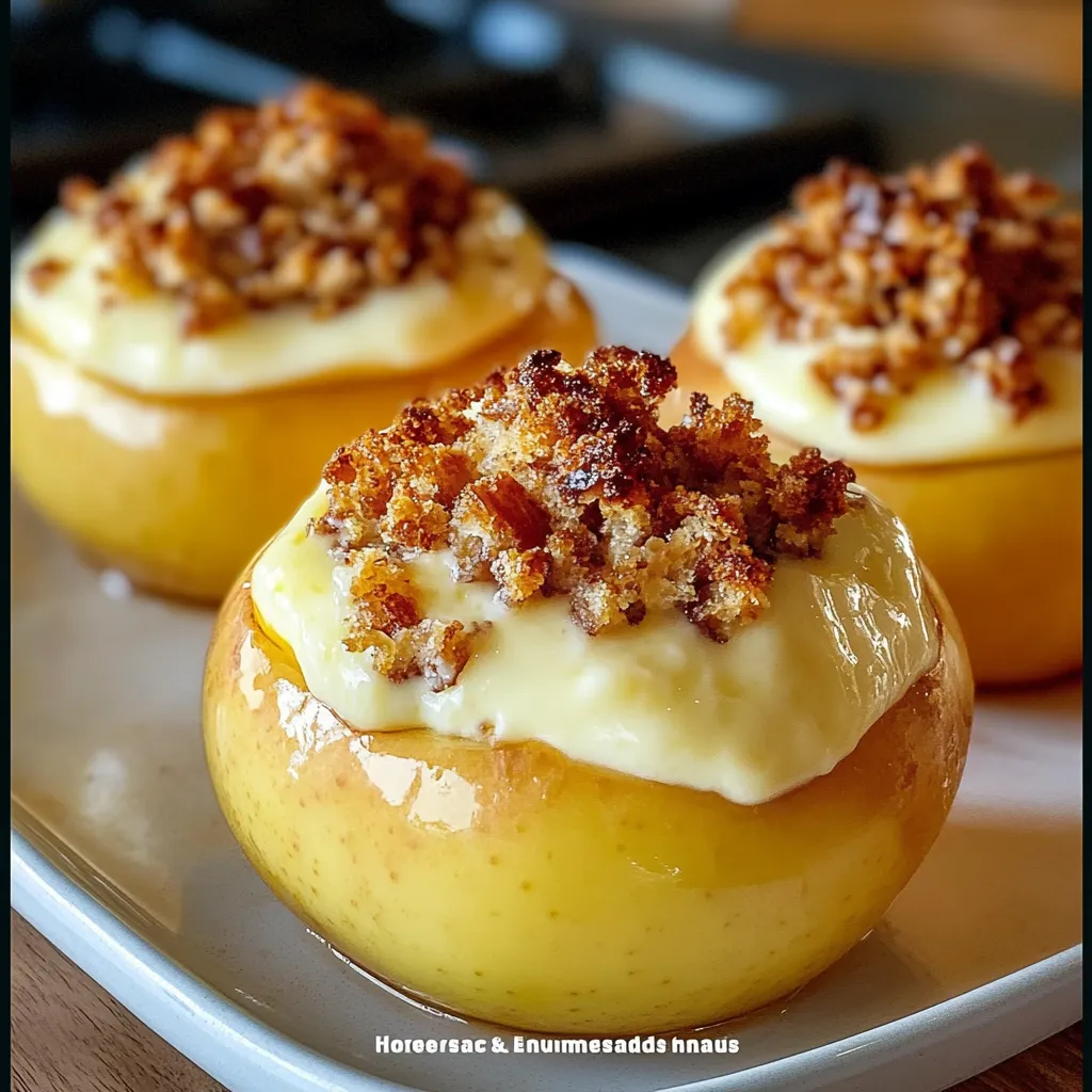 Cinnamon-Spiced Cheesecake Stuffed Baked Apples with Caramel Drizzle - secondary view